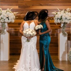 Emerald bridesmaid dress, size US 4. Full description within picture slides.